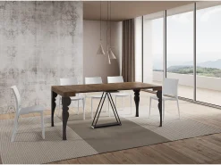 Mesa consola extensível 90x40/196 cm Riza Small nogueira quadro antracite