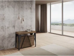 Mesa consola extensível 90x40/196 cm Riza Small nogueira quadro antracite