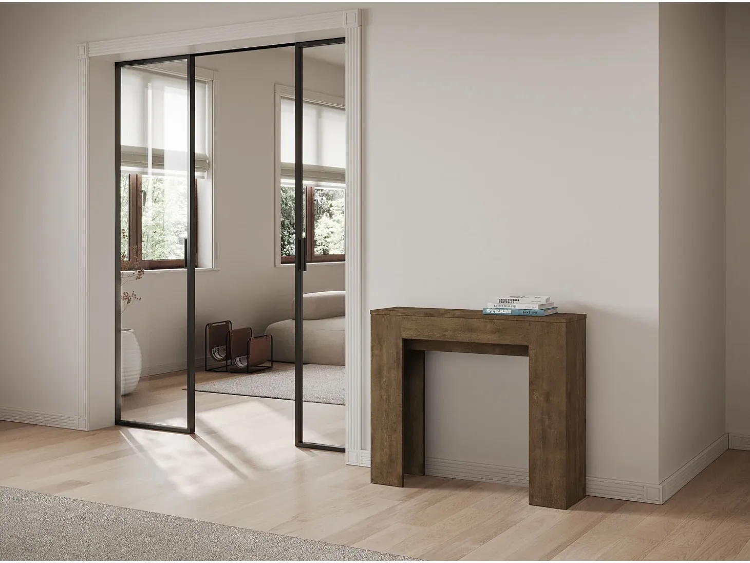 Mesa consola extensível 90x25/181 cm Slick Nogueira