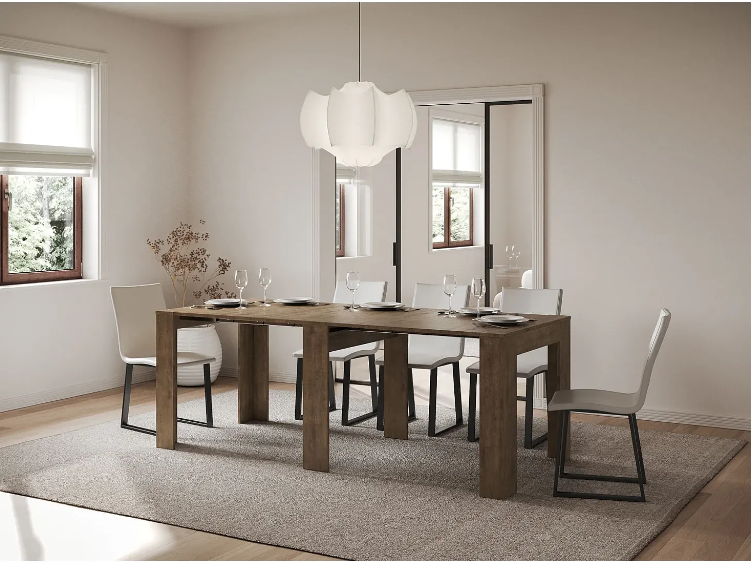 Mesa consola extensível 90x25/181 cm Slick Nogueira