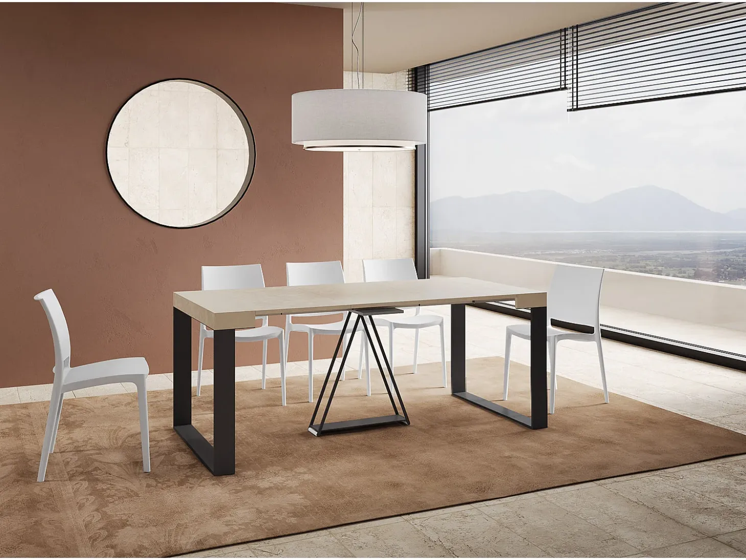 Mesa consola extensível 90x40/196 cm Sketa Small caxemira quadro antracite