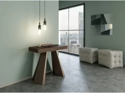 Mesa consola extensível 90x40/300 cm Diamante Nogueira quadro Urso