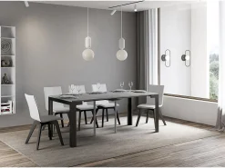 Mesa consola extensível 90x40/300 cm Linea Evolution Cimento quadro Antracite