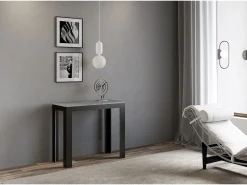 Mesa consola extensível 90x40/300 cm Linea Evolution Cimento quadro Antracite