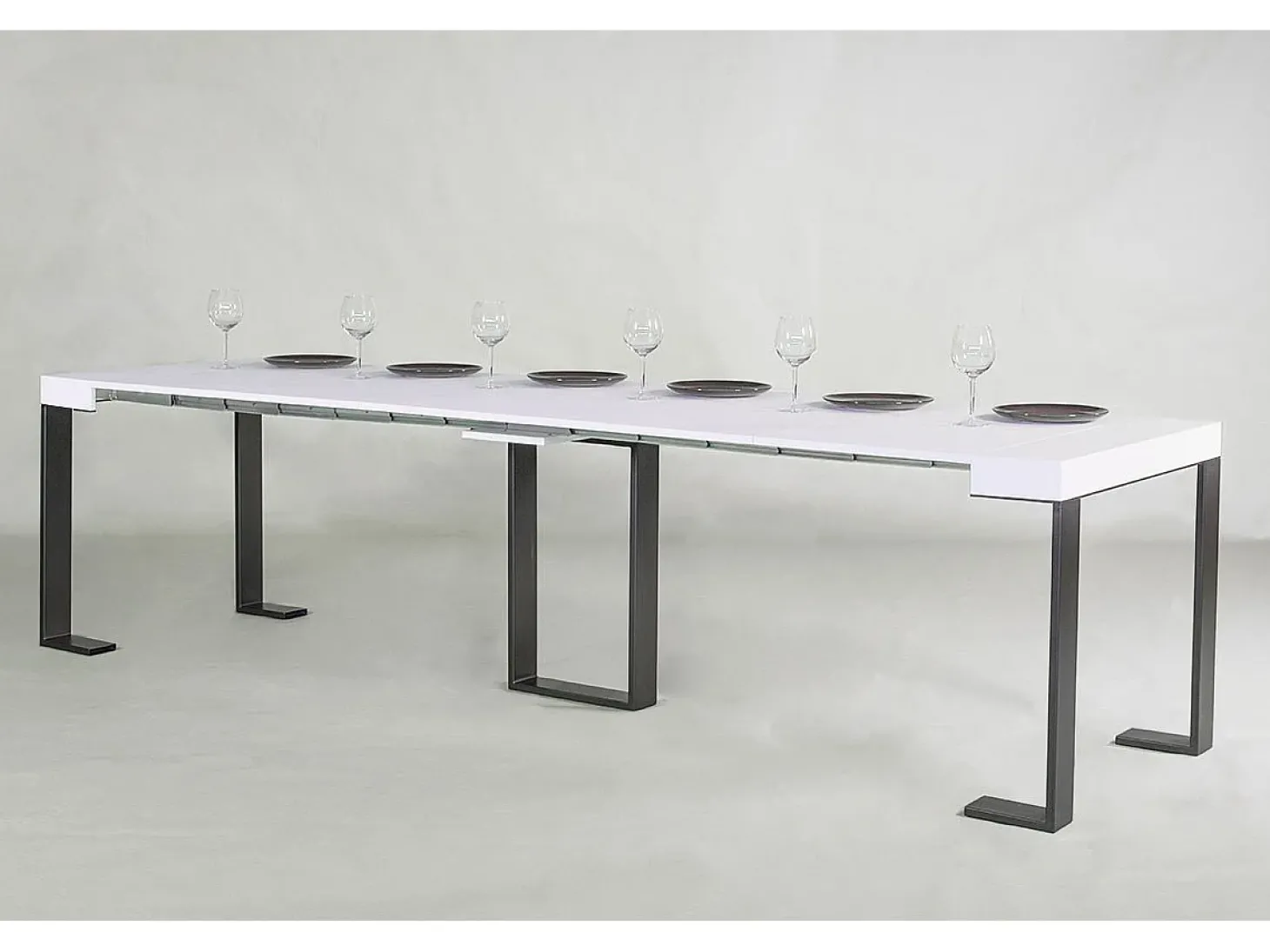Mesa consola extensível 90x40/300 cm Sintesi Cinza Branca quadro Antracite