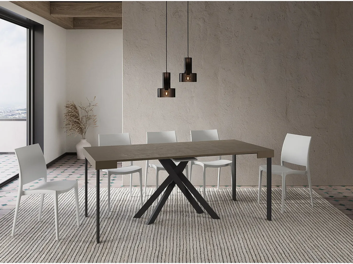 Mesa consola extensível 90x40/300 cm Krack tortora pernas antracite