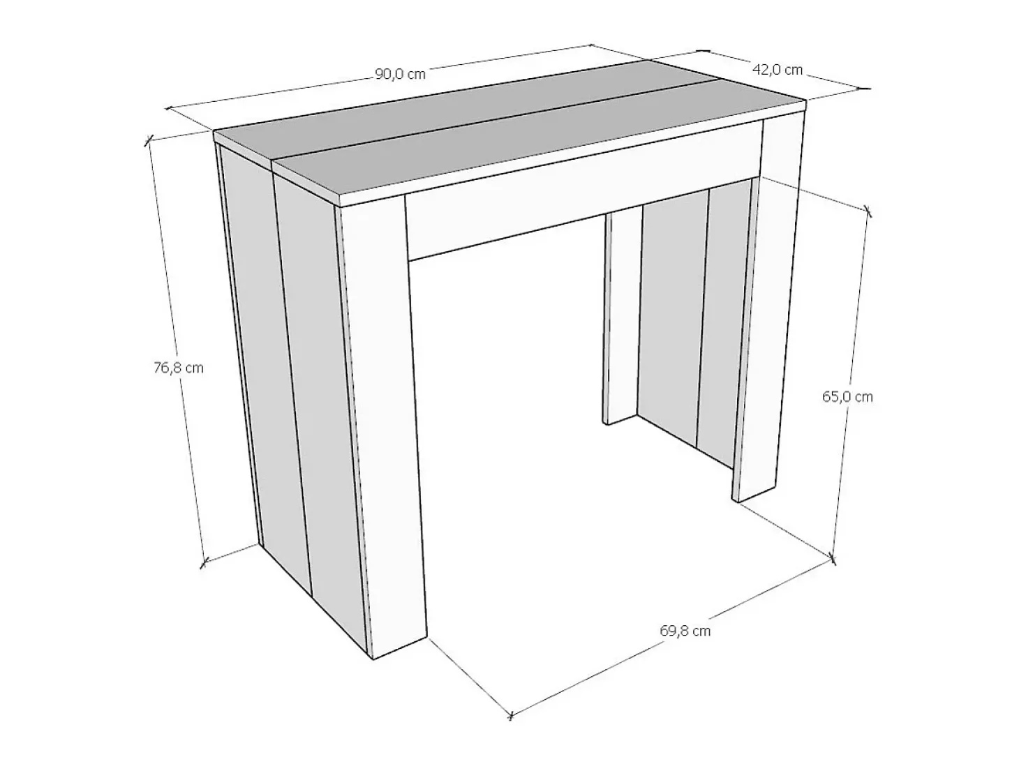Mesa consola extensível 90x42/198 cm Emy Small Antracite Espatulado