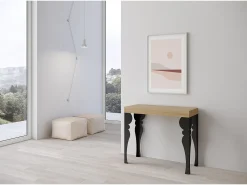 Mesa consola extensível 90x40/300 cm Paxon Carvalho Natural quadro Antracite