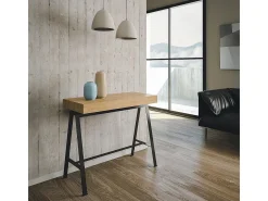 Mesa consola extensível 90x40/196 cm Banco Small Carvalho Natural quadro Antracite
