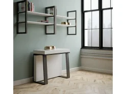 Mesa consola extensível 90x40/288 cm Asia Cinza Branca quadro Antracite