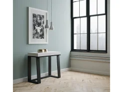 Mesa consola extensível 90x40/288 cm Asia Cinza Branca quadro Antracite