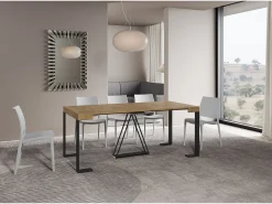 Mesa consola extensível 90x40/196 cm Zamat Small carvalho natural quadro antracite