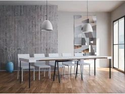 Mesa consola extensível 90x40/300 cm Banco Cinza Branca quadro Antracite