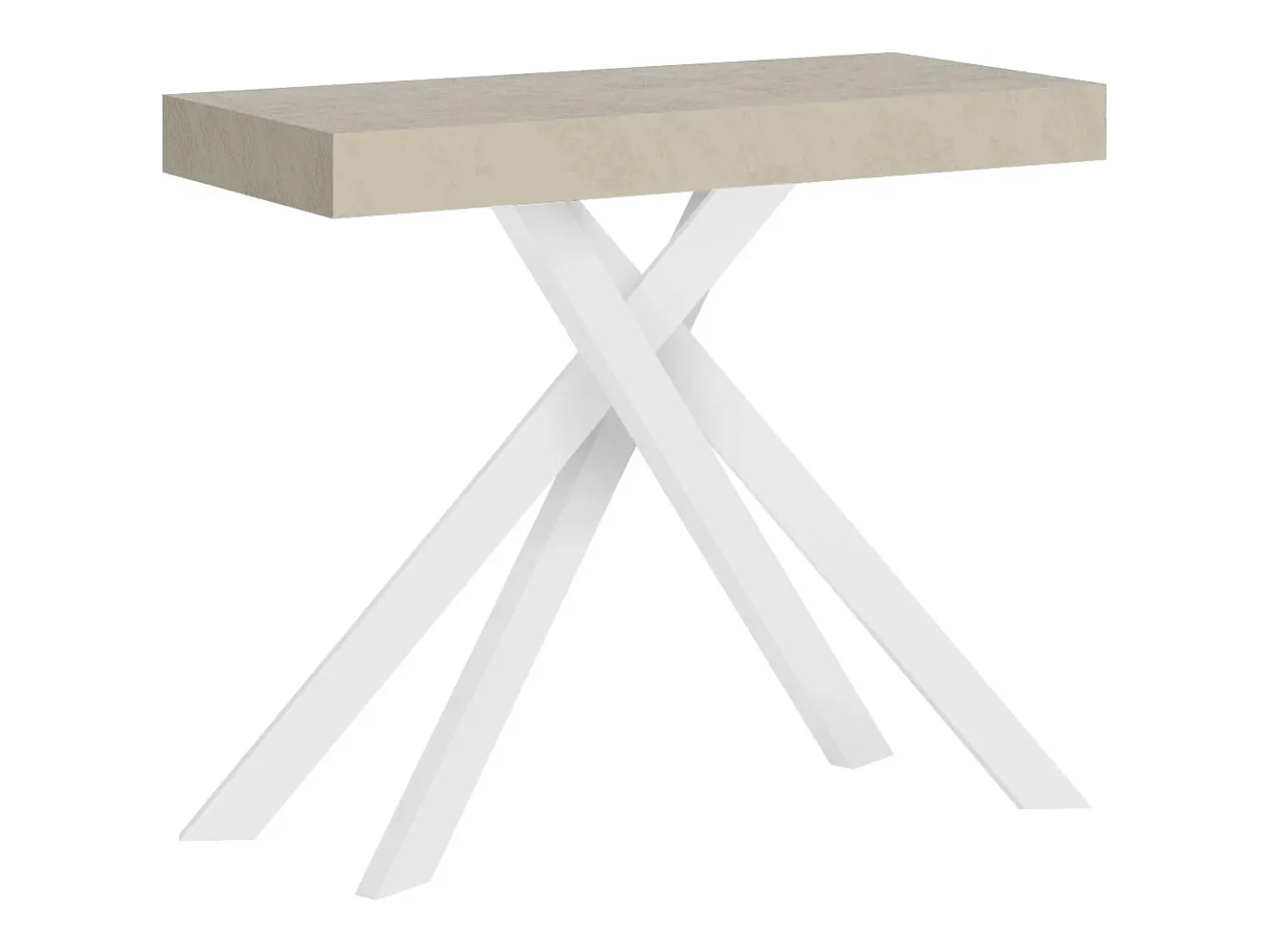 Mesa consola extensível 90x40/196 cm Krack Small caxemira pernas brancas
