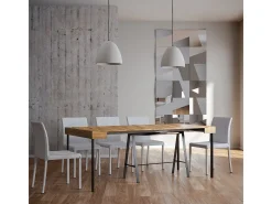 Mesa consola extensível 90x40/300 cm Banco Carvalho Natural quadro Antracite