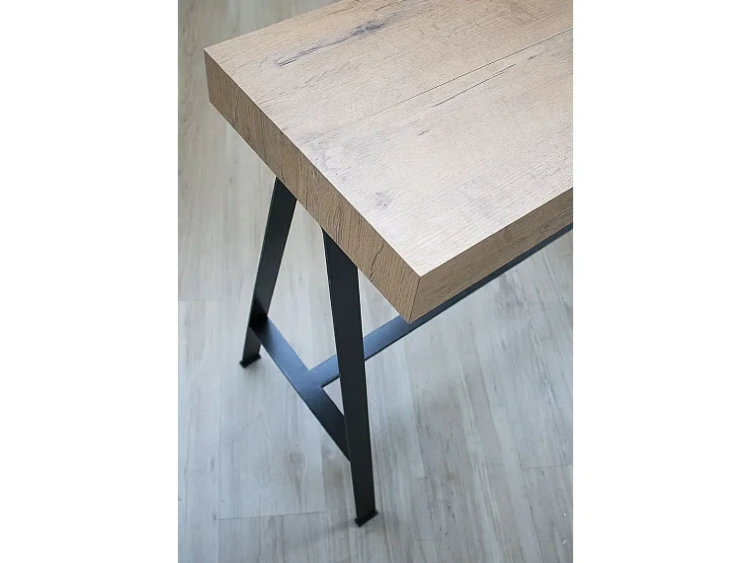Mesa consola extensível 90x40/300 cm Banco Carvalho Natural quadro Antracite