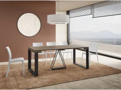 Mesa consola extensível 90x40/196 cm Sketa Small tortora quadro antracite