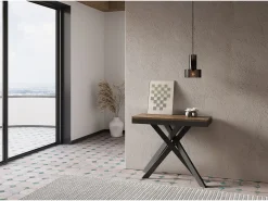 Mesa consola extensível 90x40/300 cm Krack Evolution nogueira quadro antracite