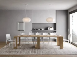 Mesa consola extensível 90x42/302 cm Evolve Carvalho Natural extensões internas