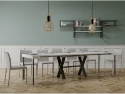 Mesa consola extensível 90x40/300 cm Xenia Cinza Branca quadro Antracite