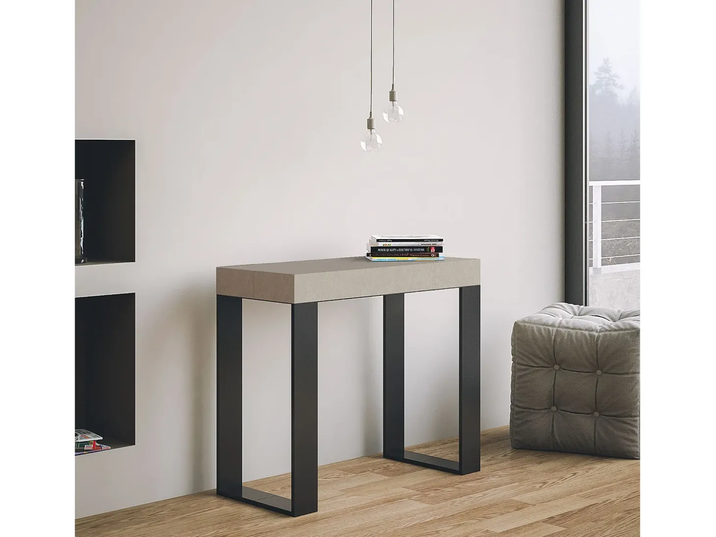Mesa consola extensível 90x40/300 cm Tecno Cachemira quadro Antracite