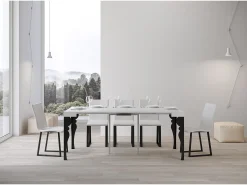 Mesa consola extensível 90x40/300 cm Paxon Cinza Branca quadro Antracite