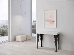 Mesa consola extensível 90x40/300 cm Paxon Cinza Branca quadro Antracite