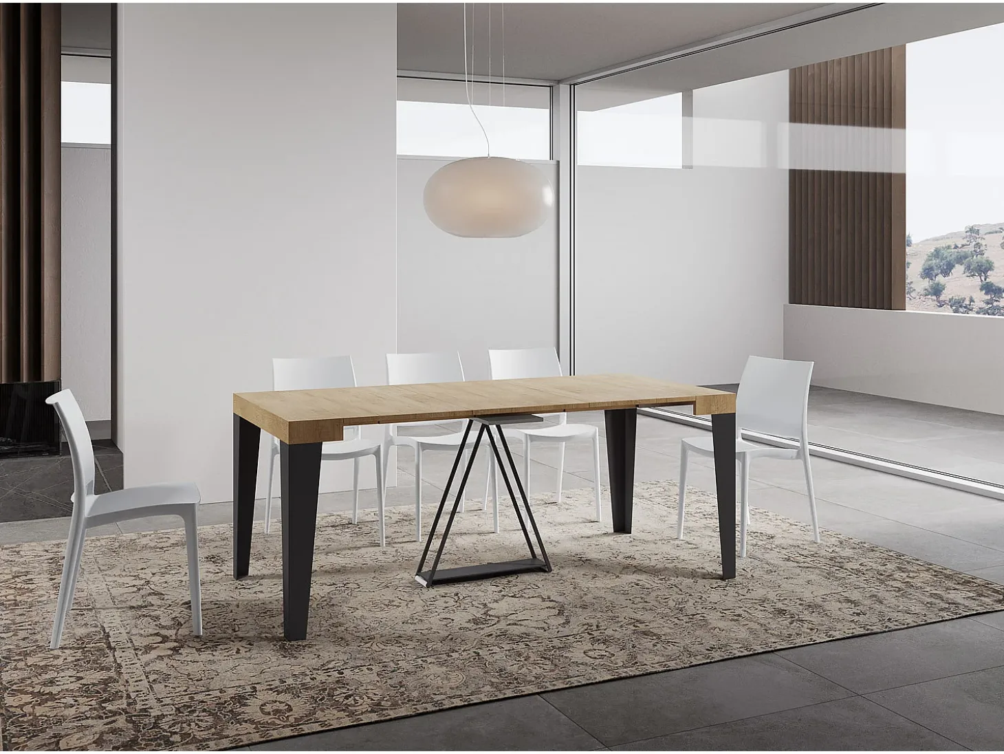 Mesa consola extensível 90x40/196 cm Algo Small carvalho natural quadro antracite