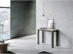 Mesa consola extensível 90x40/196 cm Everyday Small Evolution Cinza Branca quadro Antracite