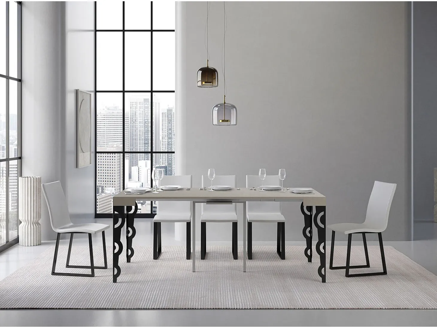 Mesa consola extensível 90x40/196 cm Karamay Small Cachemira quadro Antracite