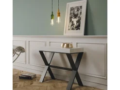 Mesa consola extensível 90x40/196 cm Xenia Small Cinza Branca quadro Antracite