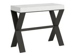Mesa consola extensível 90x40/196 cm Xenia Small Cinza Branca quadro Antracite