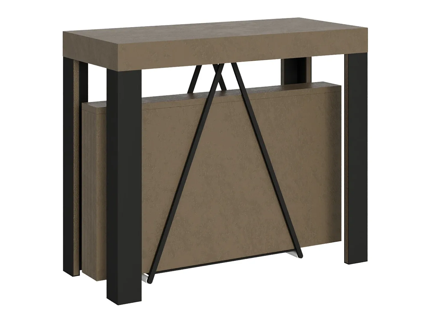 Mesa consola extensível 90x40/196 cm Tarax Small tortora quadro antracite