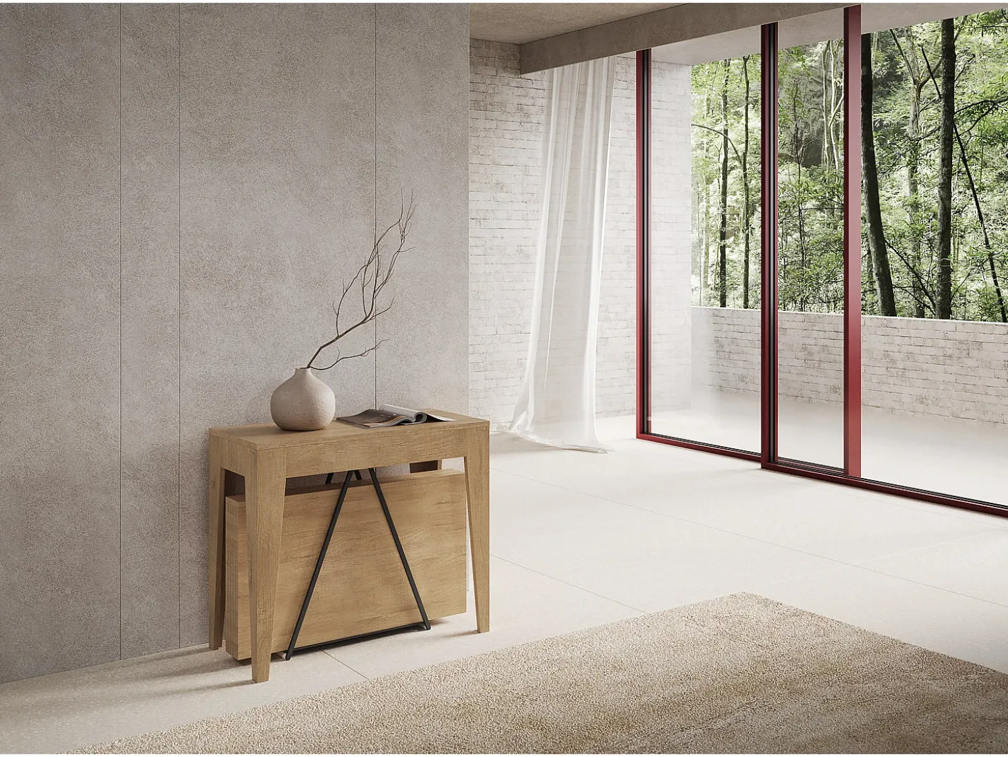 Mesa consola extensível 90x42/302 cm Zima carvalho natural