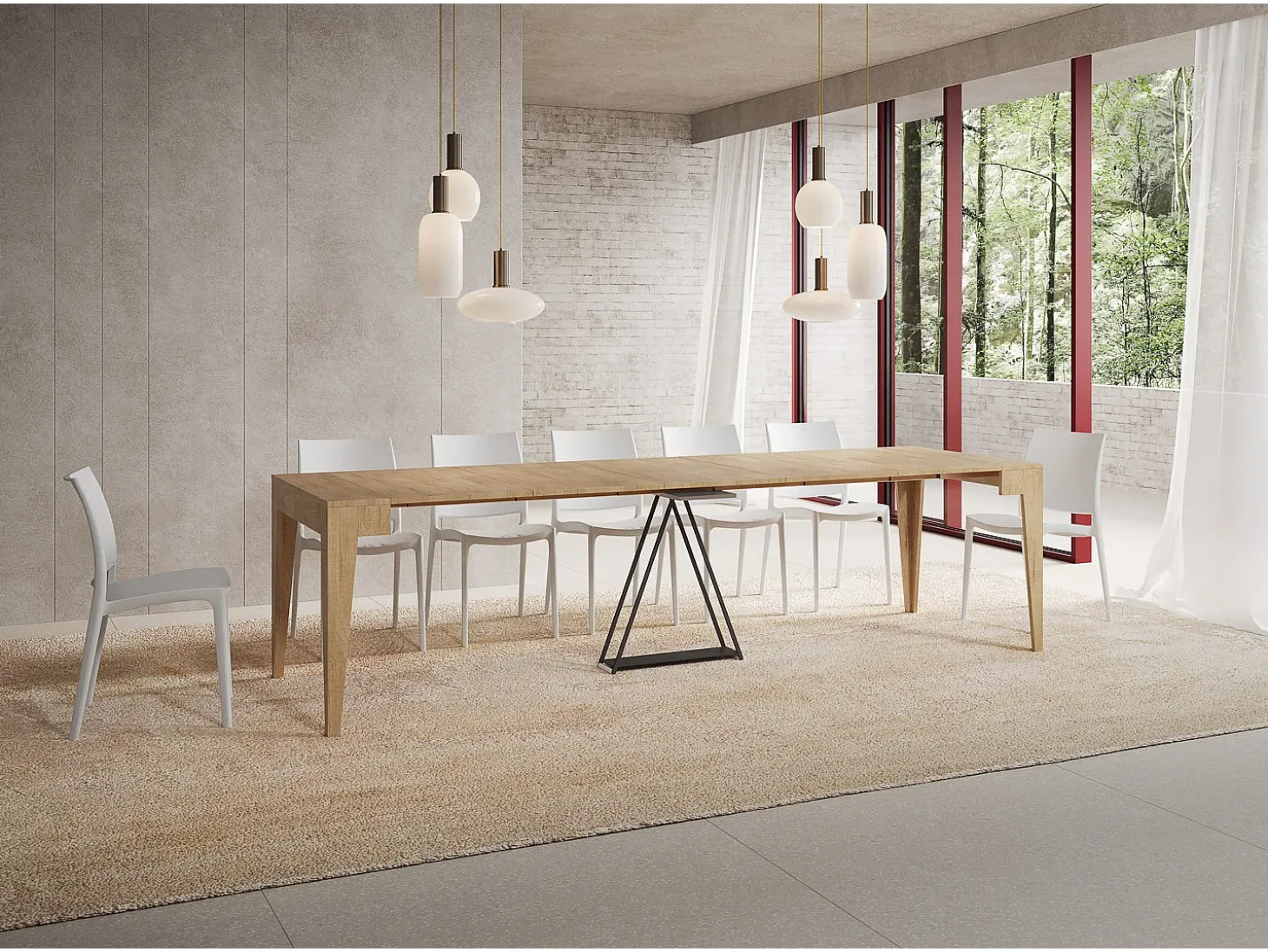 Mesa consola extensível 90x42/302 cm Zima carvalho natural