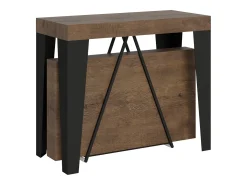Mesa consola extensível 90x40/300 cm Algo nogueira quadro antracite