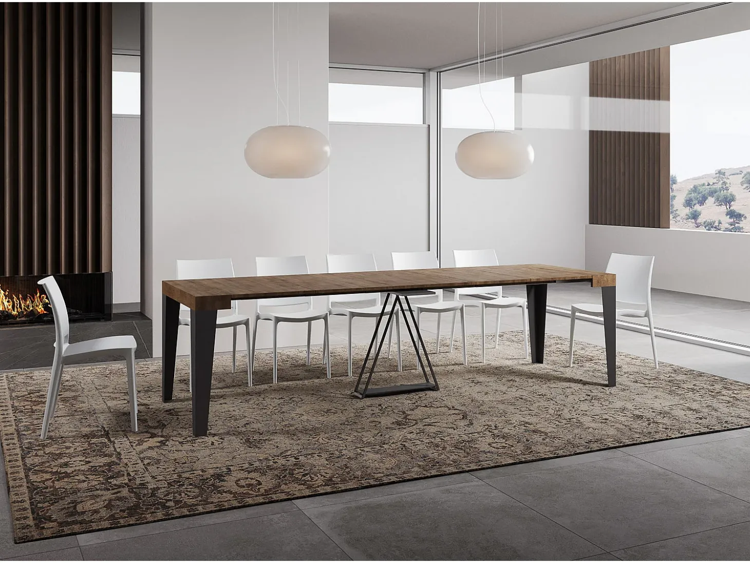 Mesa consola extensível 90x40/300 cm Algo nogueira quadro antracite