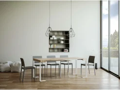Mesa consola extensível 90x40/300 cm Tecno Carvalho Natural quadro Branco