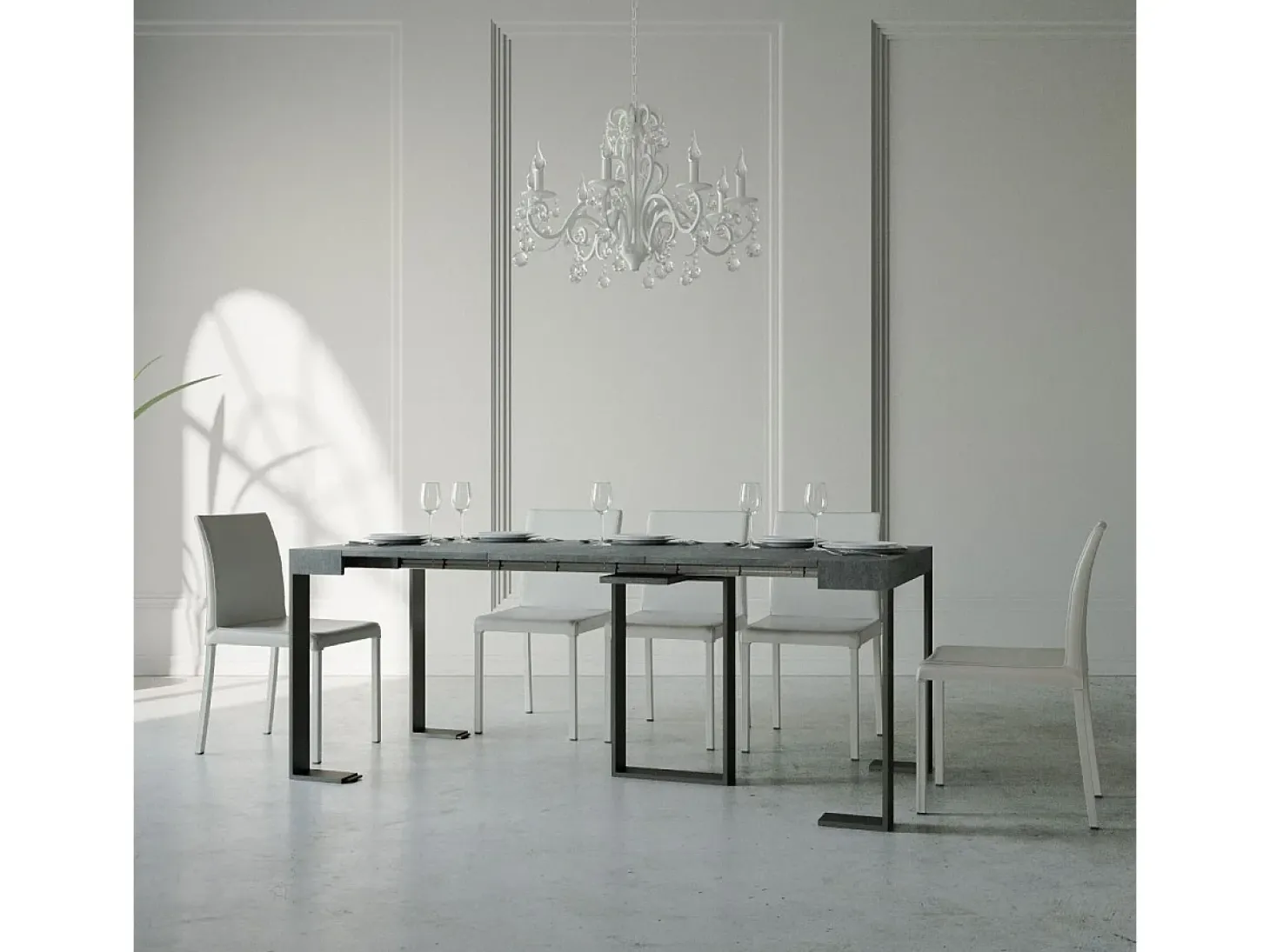 Mesa consola extensível 90x40/300 cm Sintesi Cimento quadro Antracite