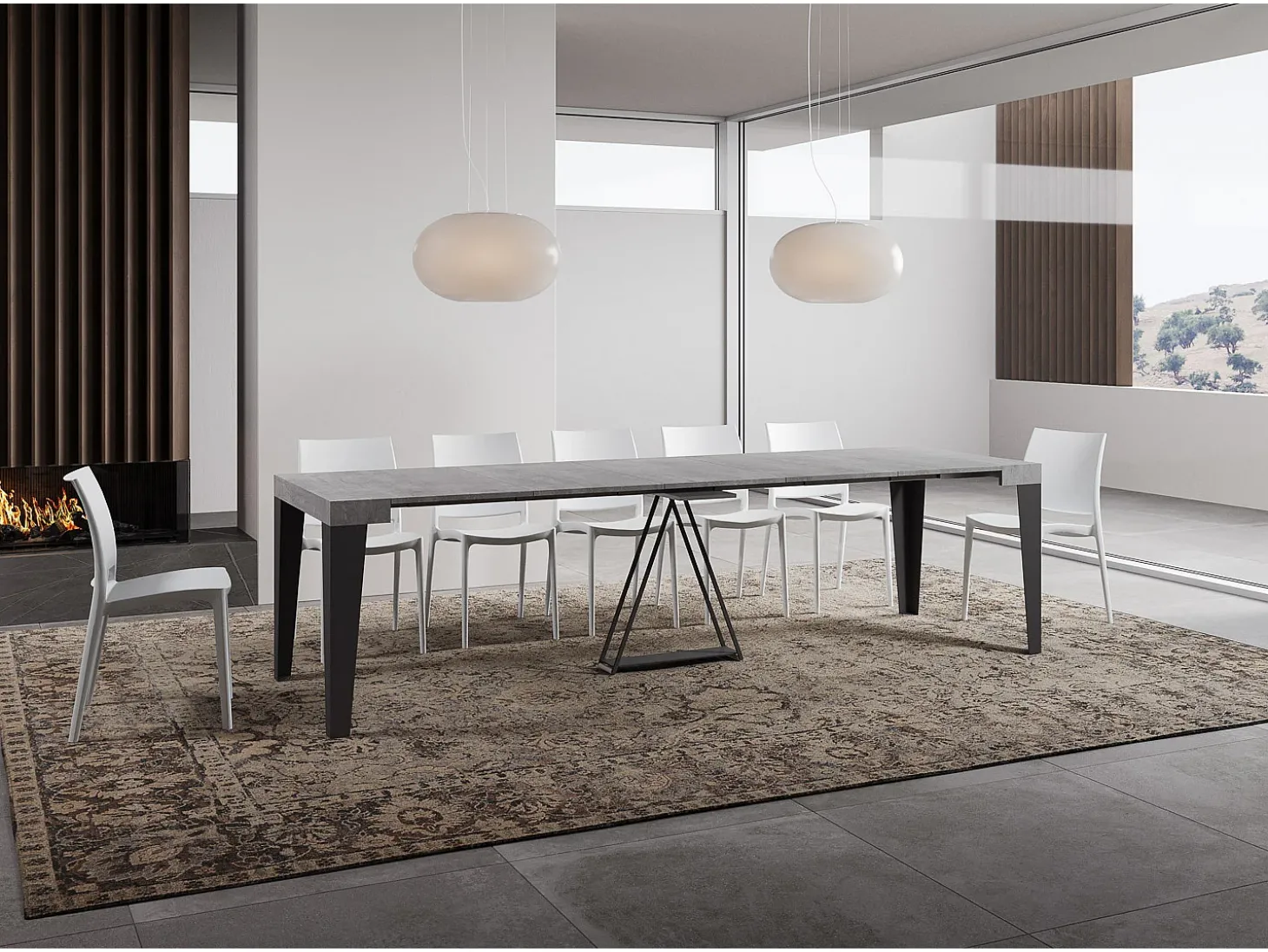Mesa consola extensível 90x40/300 cm Algo cimento quadro antracite