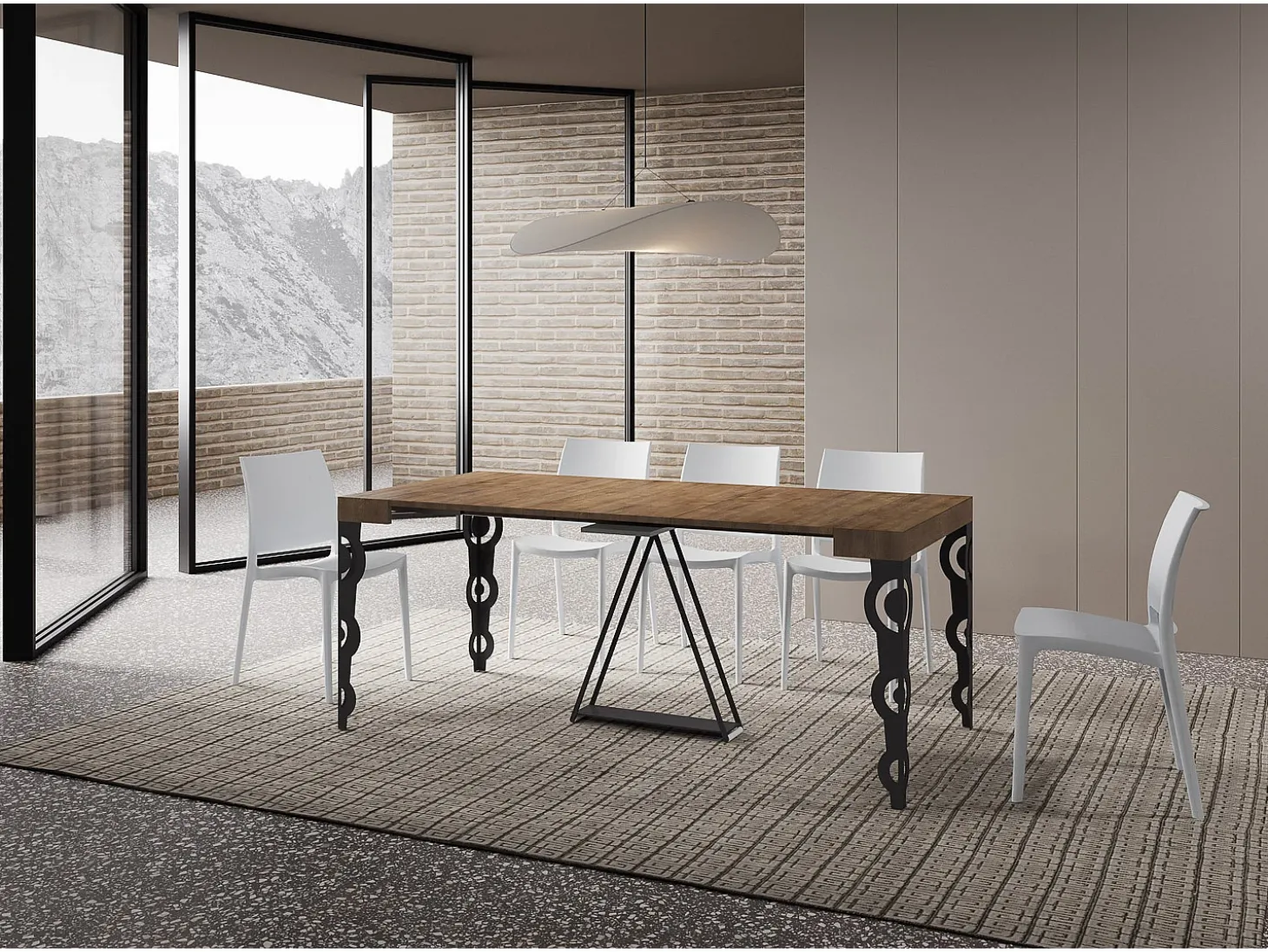 Mesa consola extensível 90x40/196 cm Aceres Small nogueira quadro antracite
