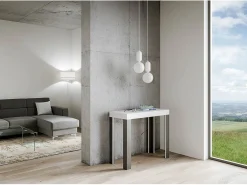 Mesa consola extensível 90x40/196 cm Linea Small Cinza Branca quadro Antracite