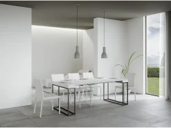 Mesa consola extensível 90x40/196 cm Epoca Small Cinza Branca quadro Antracite