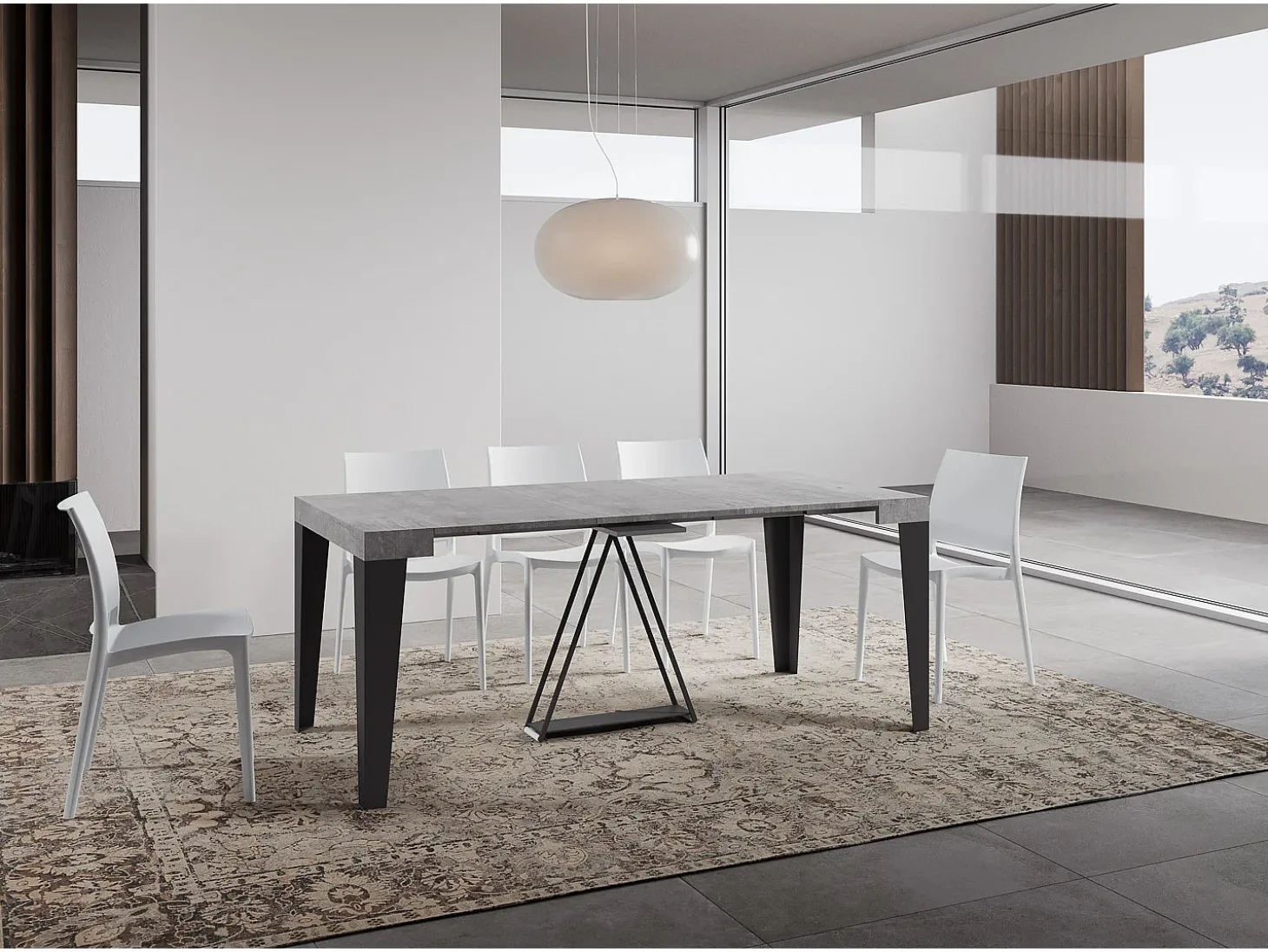 Mesa consola extensível 90x40/196 cm Algo Small cimento quadro antracite