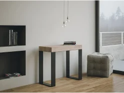 Mesa consola extensível 90x40/300 cm Tecno Premium Carvalho Natural quadro Antracite