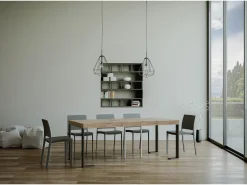 Mesa consola extensível 90x40/300 cm Tecno Premium Carvalho Natural quadro Antracite