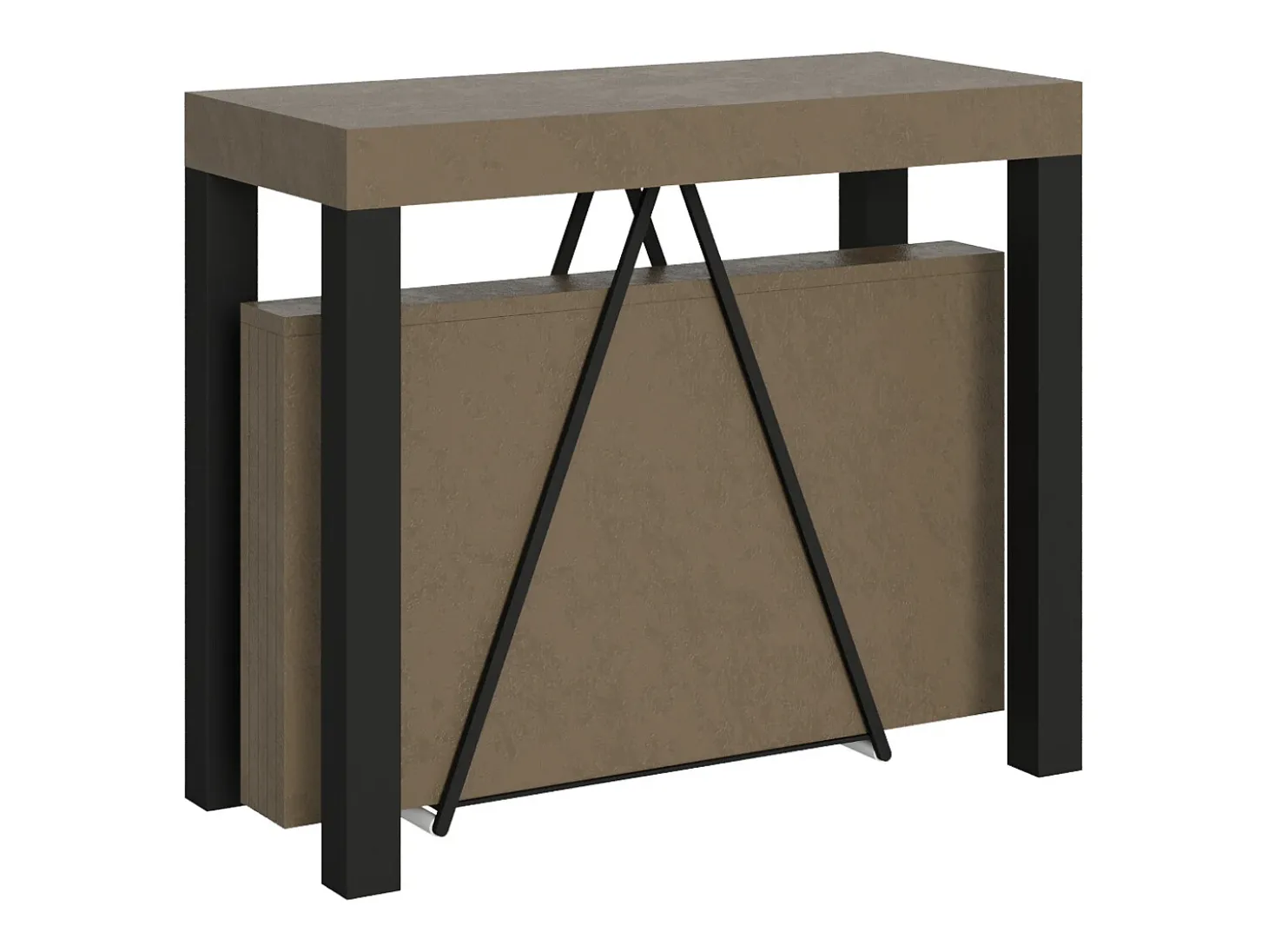 Mesa consola extensível 90x40/196 cm Tiris Small tortora quadro antracite