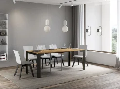 Mesa consola extensível 90x40/196 cm Linea Evolution Small Carvalho Natural quadro Antracite