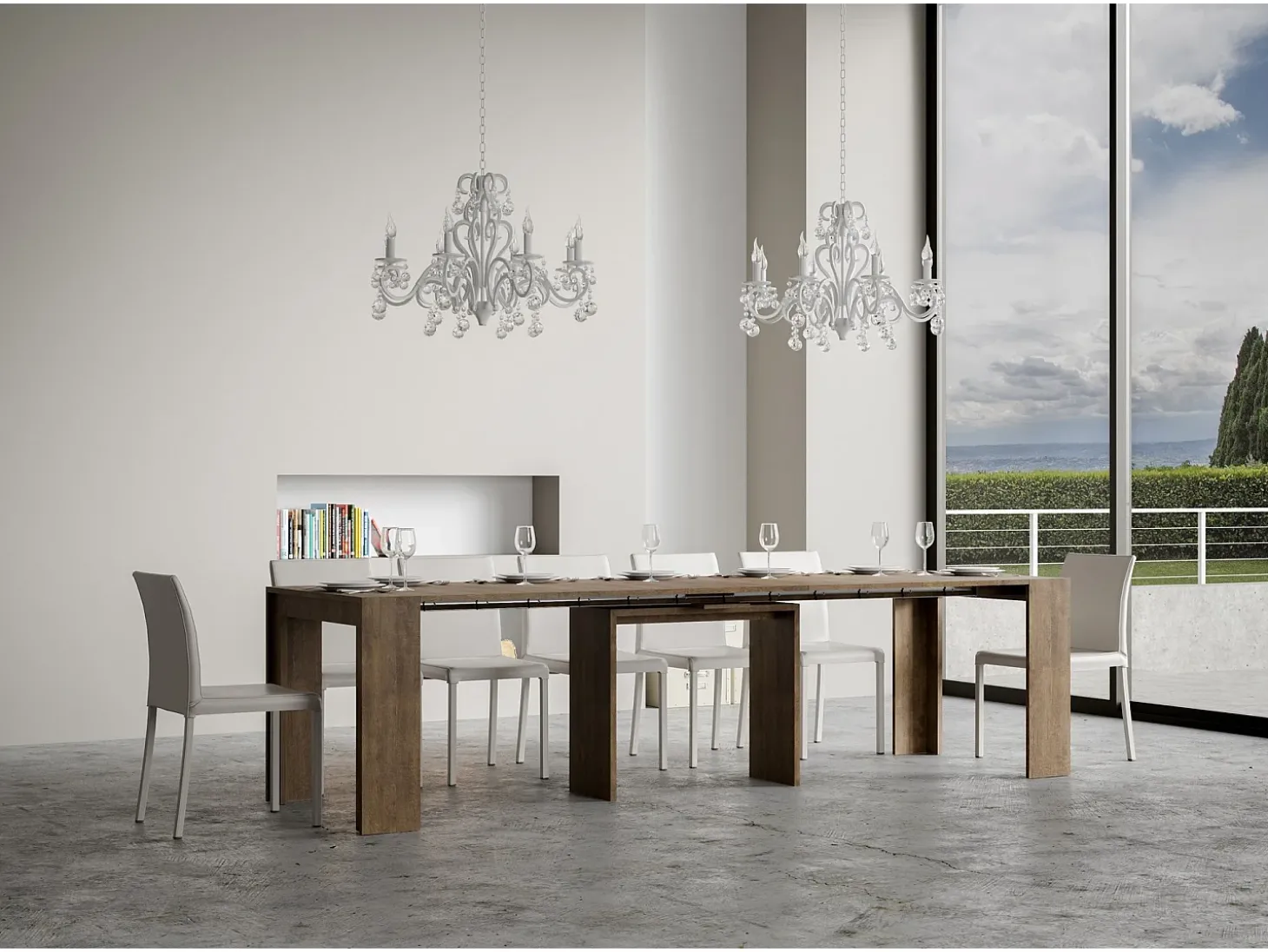 Mesa consola extensível 90x42/302 cm Mia Nogueira