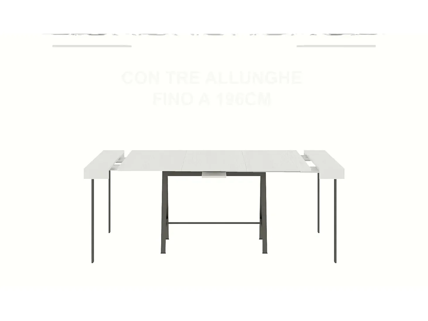 Mesa consola extensível 90x40/300 cm Banco Cimento quadro Antracite